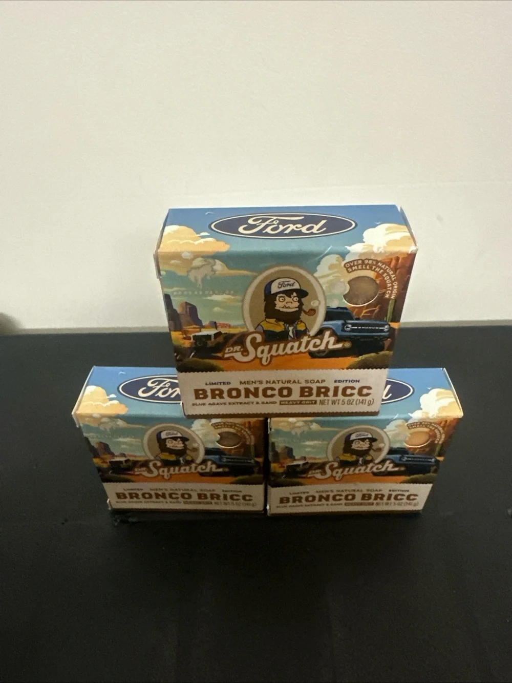 Lot of 3 Dr. Squatch Bronco Bricc Men's Natural Soap - Brown & Tan